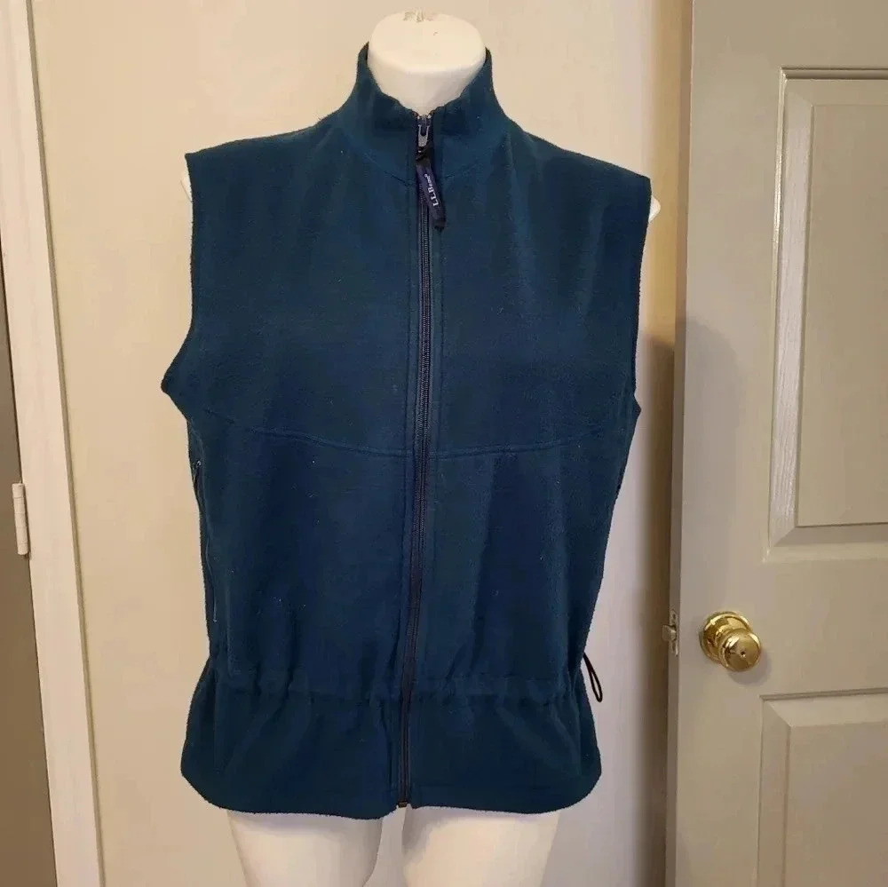 L.L. Bean Athleisure Outdoor Soft Fleece Full Zip Drawstring Waist Cord Vest(L)